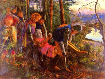  Hughes Canvas - The Knight Of The Sun Pre Raphaelite Arthur Hughes